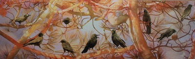 Crows World
18x60
oil on aluminum